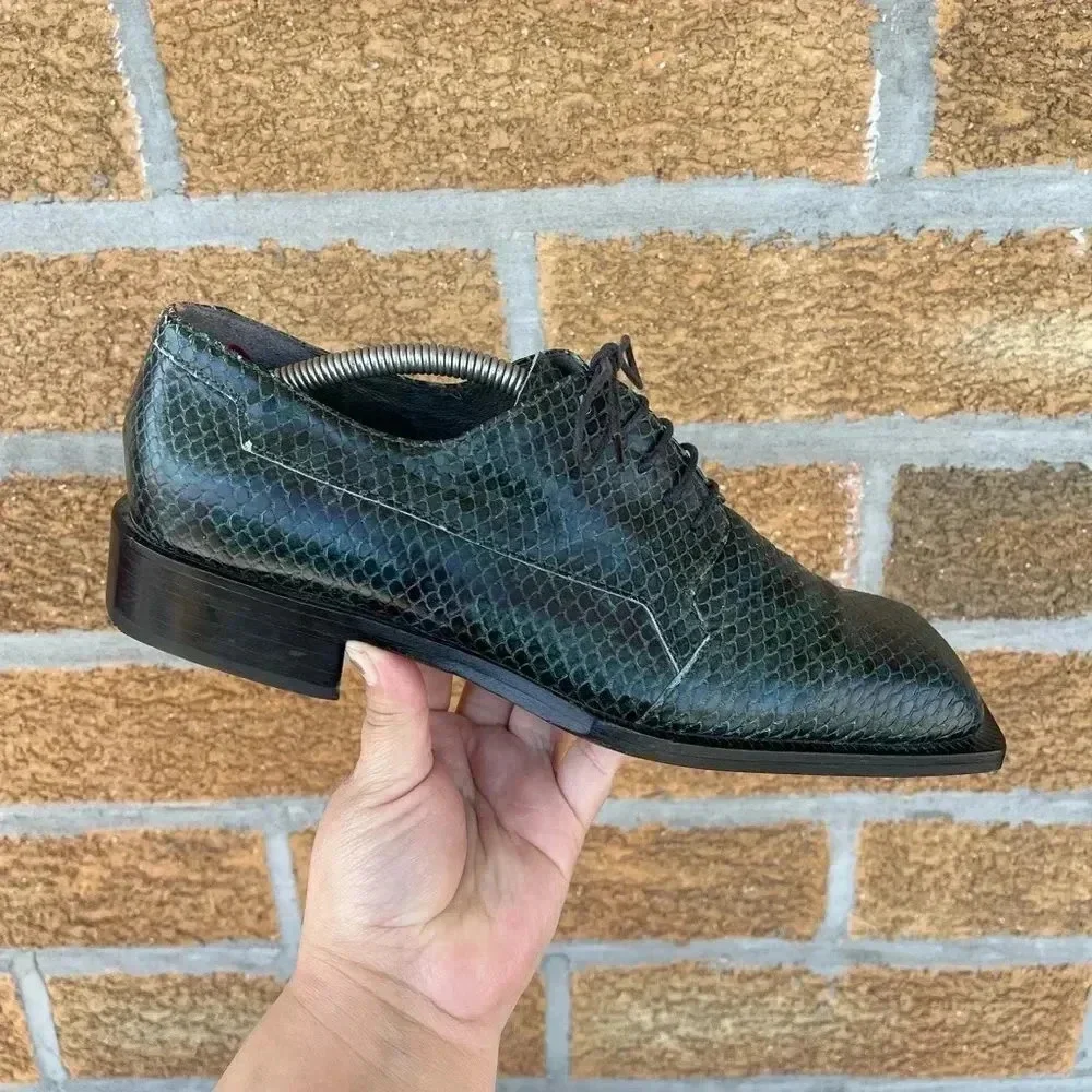 Emilio Franco crocodile square toe shoes size 8